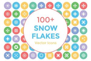 100+雪花片雪花状矢量圆型图标  100+ Snow Flakes Vector Icons