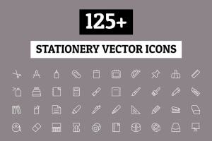 125+办公文具矢量图标  125+ Stationery Vector Icons