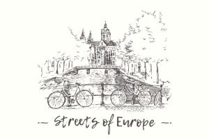 欧洲街景素描剪影 Streets of Europe with canals