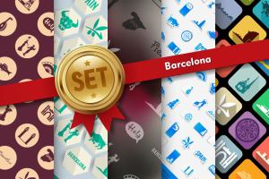 巴塞罗那西班牙风情图标集 Set of Barcelona icons