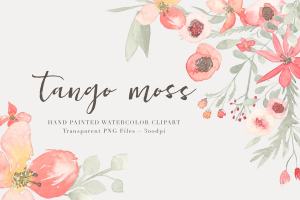21款独特手绘花卉和树叶图形 Watercolor  Floral Clipart – Tango