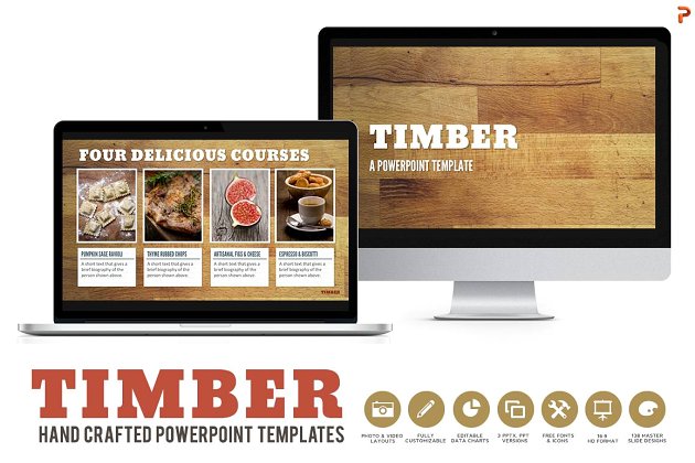 粗犷木材和风化纸张背景PPT模板 Timber Powerpoint Templates
