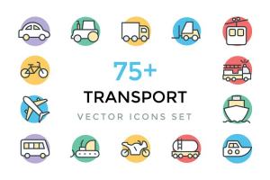 75+运输交通工具矢量简笔画图标 75+ Transport Vector Icons