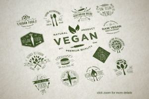 15款食物、餐馆徽标模板 15 Vegetarian Foods Badges