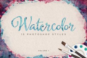 Photoshop水彩样式Vol.1  Watercolor Photoshop Styles Volume 1