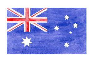 一枚水彩澳大利亚国旗 Watercolor Flag of Australia