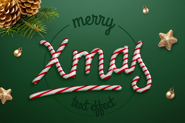 圣诞节日气氛创意海报字体图层样式 Christmas text effect