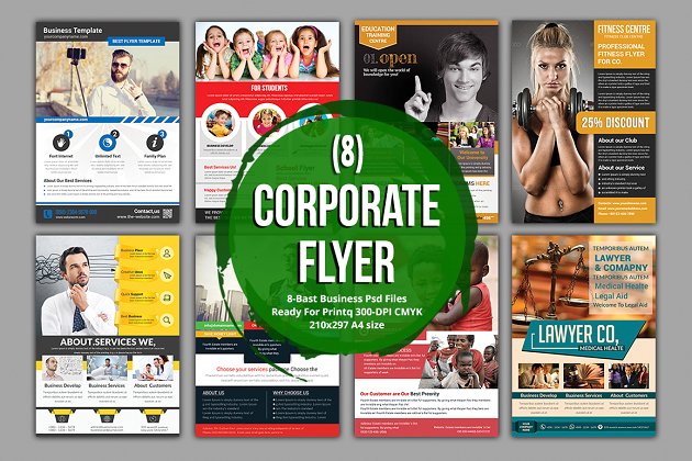 商业企业宣传传单模板 Corporate 8 Flyer Bundle Template