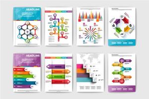 信息图表小册子模板 Set of Infographic brochures