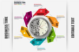 商业业务时间信息图表元素 Business Time Infographics