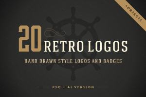 20个手绘复古Logo模板  20 hand drawn logos
