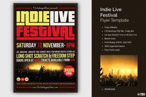 独立音乐节宣传海报设计PSD模板 Indie Live Festival Flyer PSD