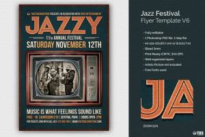 爵士音乐节海报宣传传单模板V6 Jazz Festival Flyer Template V6