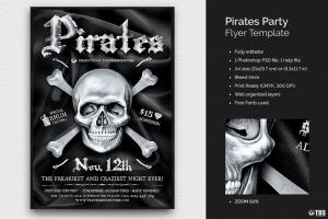 海盗主题派对传单PSD模板 Pirates Party Flyer PSD