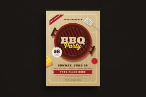烧烤派对宣传单设计素材模板 BBQ Party Event Flyer