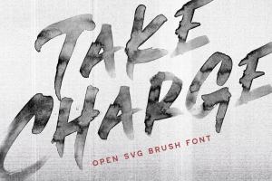 水彩画笔毛笔英文字体 Take Charge – OpenType SVG Font