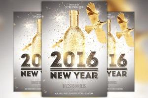 金色新年海报设计模板v2 New Year Gold Vol 2 Flyer Template
