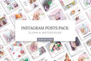 Instagram的水彩美食帖子素材包
