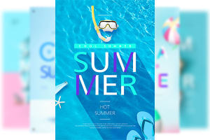 13款韩国夏季度假旅行主题的PSD海报模板下载[psd]