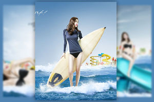 11款韩国夏日美女沙滩休假场景广告PSD模板下载[psd]