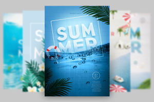 10款韩国风格的夏季多姿多彩假日海报PSD模板合辑下载[psd]