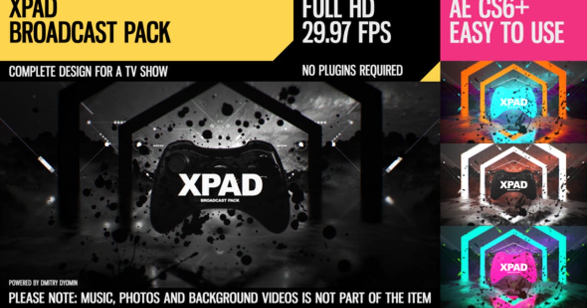 电子竞技TV直播片头特效AE模板 XPaD (Broadcast Pack)