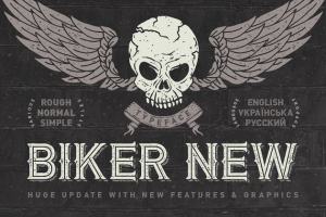 复古设计样式英文字体 Biker New Typeface + illustrations