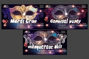 嘉年华狂欢节派对传单模板 Carnival-Mardi Gras Party Flyer Temp