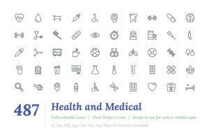 487款健康＆医疗药物线条ico图标 487 Health and Medical Line Icons