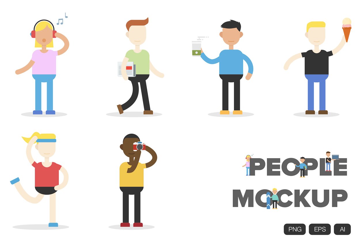 24款虚拟化人物样机模板 24 People Mockup
