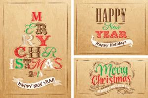 圣诞节主题手绘字体插画 Merry Christmas Lettering Collection