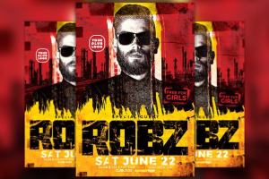 DJ音乐活动DJ灵魂人物海报设计模板 DJ Robz Club Party Flyer Template