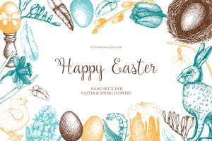 复活节和春天插画元素集 Easter & Spring Illustrations Set