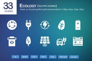 33个生态字体图标集  33 Ecology Glyph Icons