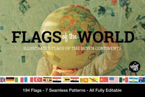 世界各国旗帜矢量图形 Illustrated Flags of the World