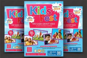 创意儿童夏令营宣传单设计模板 Kids Summer Camp Flyer template