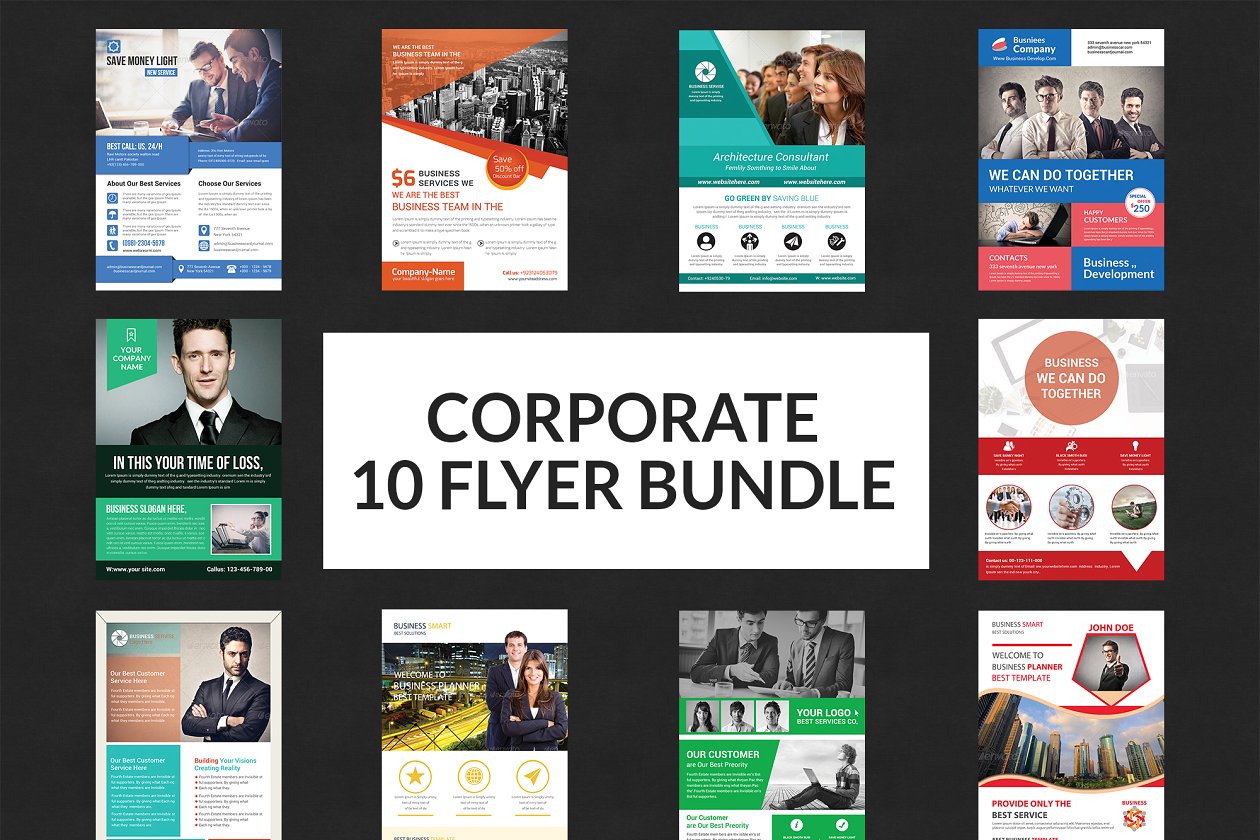 10款商业企业合作咨询传单模板 Business Flyers Bundle Print Templat