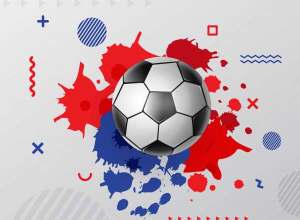 2018俄罗斯足球世界杯分组信息3D矢量设计 Football player and flag on 3d design country map