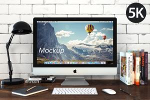 5K高清分辨率 iMac 苹果一体机样机 iMac mockup – 5k (Loft)
