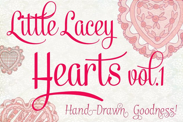 蕾丝状甜蜜心形插图元素 Little Lacey Hearts, vol. 1