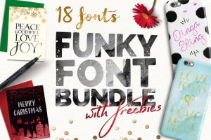 18款英文手写字体礼包 Funky Font Bundle + Extras