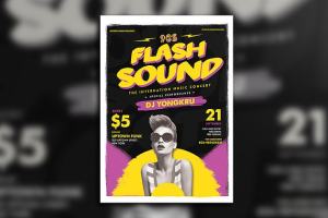 闪光音效酒吧活动传单模板 Flash Sound Flyer