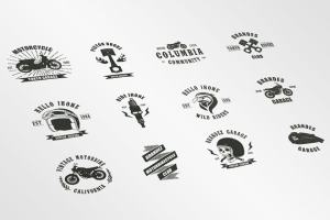 复古欧美风摩托品牌徽章设计模板 Vintage Badges Motorcycle