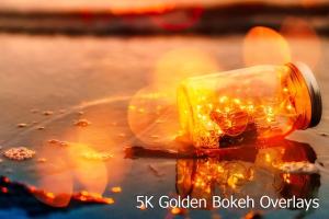 5K分辨率黄金散景叠层背景 5K Golden Bokeh Overlays