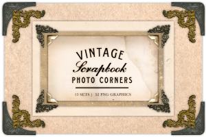 复古剪贴簿/相册装饰角元素素材 Vintage Scrapbook Photo Corners