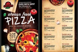 披萨美食菜单传单模板 Pizza Flyer Menu Template