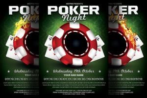 博彩棋牌俱乐部传单海报模板 Poker Night Flyer Template