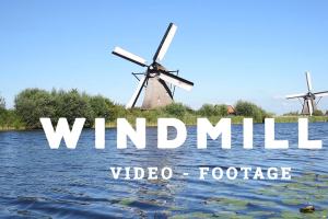 水风车高清视频素材 Windmills and Water Flowing