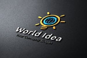 金属及烫金工艺感Logo模板  World Idea