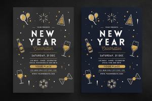新年/元旦派对庆祝传单模板 New Year Party Celebration Flyer